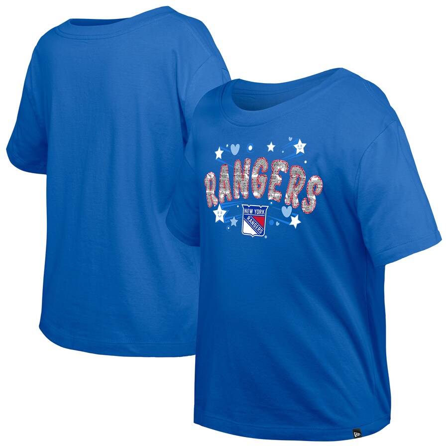 Girl's Youth New York Rangers New Era Blue Flip Sequin T-Shirt