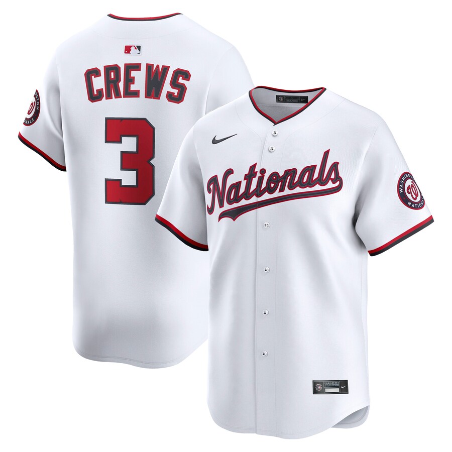 Men's Washington Nationals Dylan Crews Nike White Alternate Limited Player Jersey