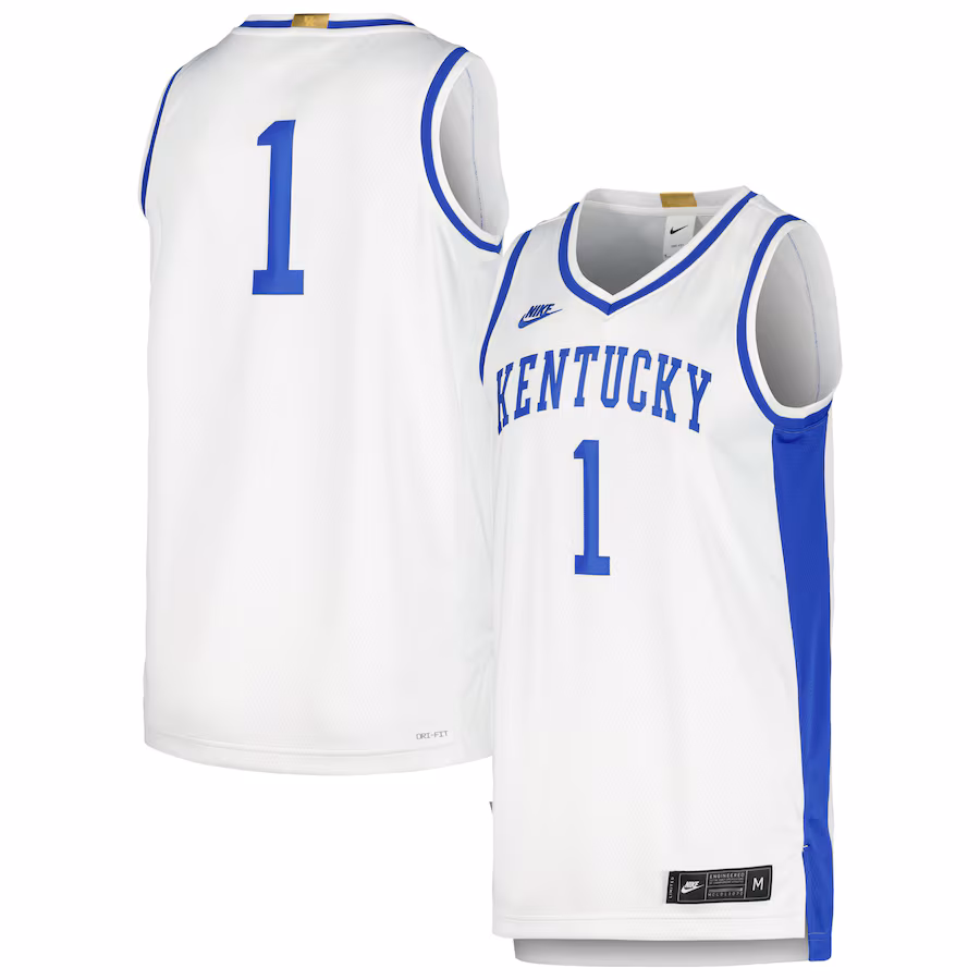 Men's Nike White #1 Kentucky Wildcats Limited Retro Jersey