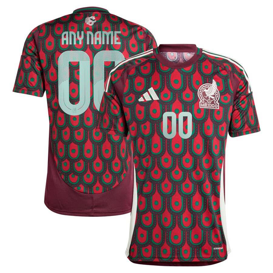 Men's Mexico National Team  adidas Burgundy 2024 Home Replica Custom Jersey