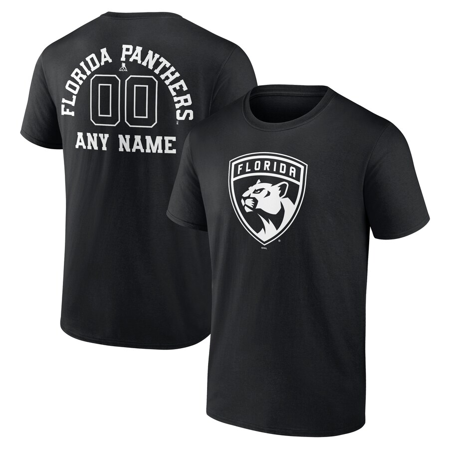 Men's Florida Panthers Black Personalized Name & Number Monochrome T-Shirt