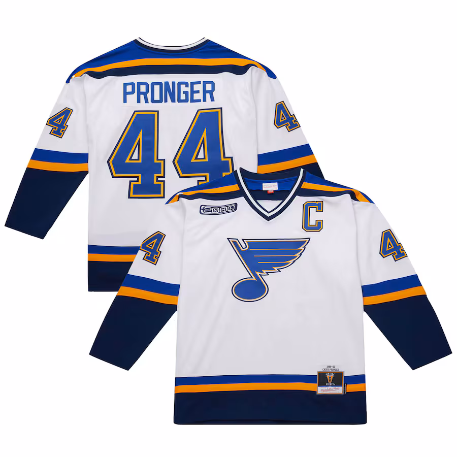 Men's St. Louis Blues Chris Pronger White 1999-00 Power Play Jersey