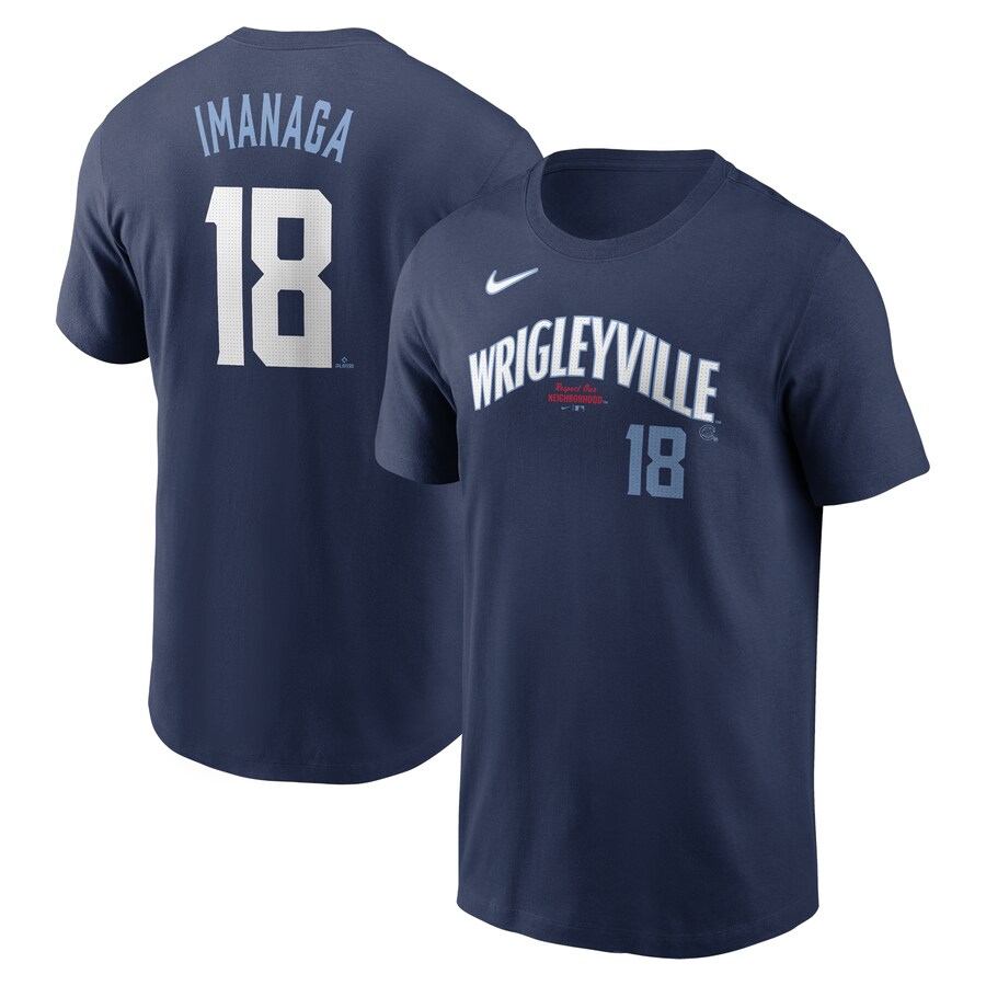 Men's Chicago Cubs Sh��ta Imanaga Nike Navy Fuse Name & Number T-Shirt