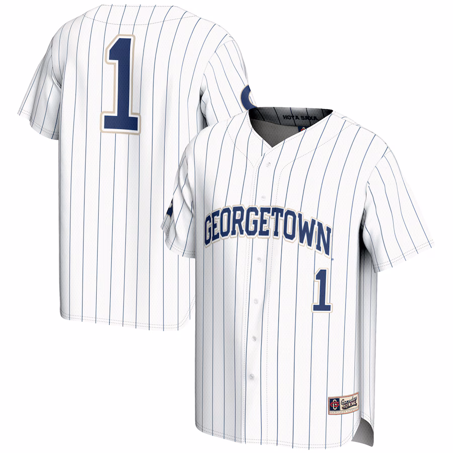 Youth GameDay Greats #1 White Georgetown Hoyas Lightweight Baseball Fashion Jersey