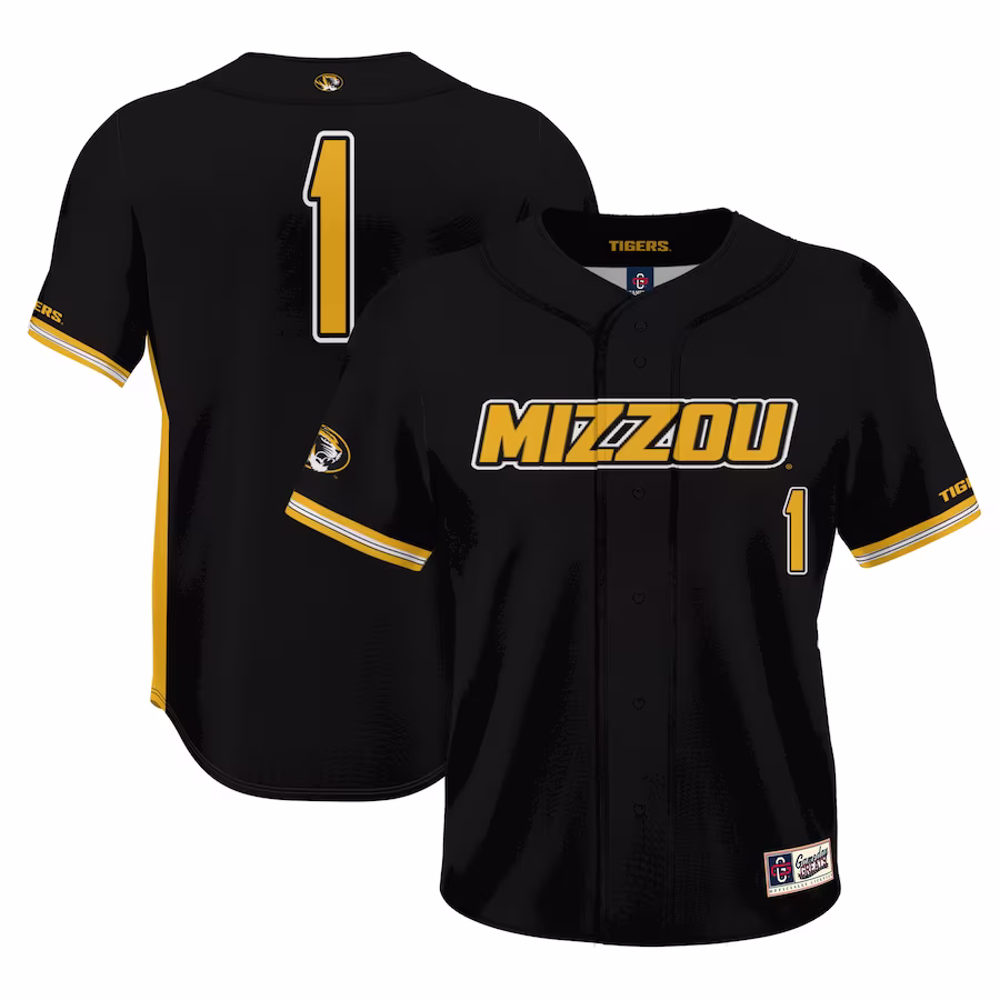 #1 Missouri Tigers GameDay Greats Youth Lightweight Baseball Jersey - Black