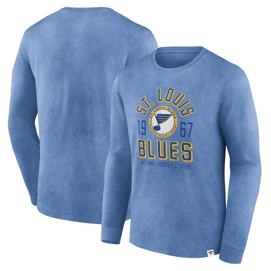 Men's St. Louis Blues Fanatics Heather Blue Keep The Zone Long Sleeve T-Shirt