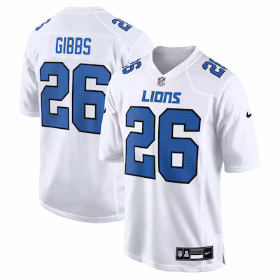 Men's Detroit Lions Jahmyr Gibbs Nike White Tundra Fashion Game Jersey