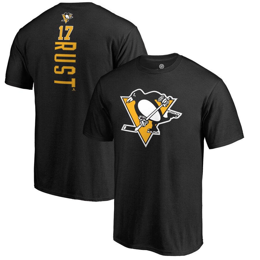 Men's Pittsburgh Penguins Bryan Rust Black Backer Name & Number T-Shirt