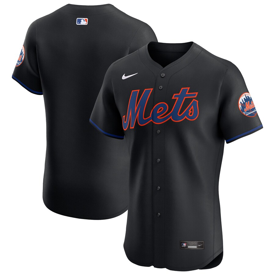 Men's New York Mets Nike Black Alternate Vapor Premier Elite Patch Jersey