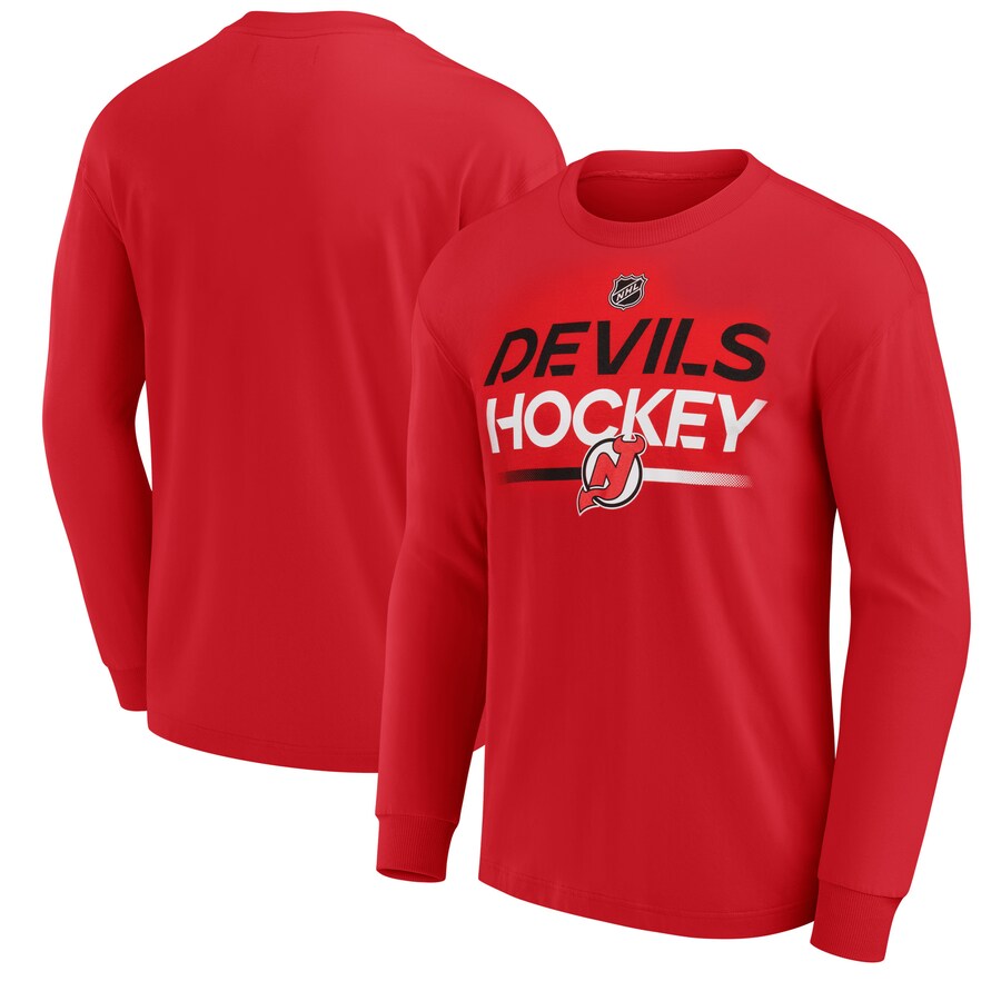 Men's New Jersey Devils Fanatics Red Long Sleeve T-Shirt