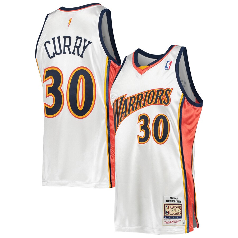 Men's Golden State Warriors Stephen Curry Mitchell & Ness White 2009/10 Hardwood Classics Authentic Jersey