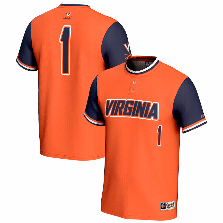 Youth GameDay Greats #1 Orange Virginia Cavaliers Lightweight Softball Jersey