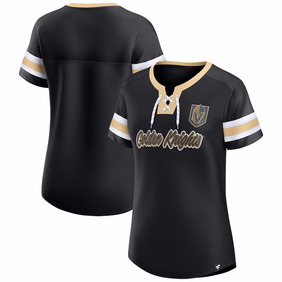 Women's Vegas Golden Knights Fanatics Black Iconic Athena Lace-Up T-Shirt