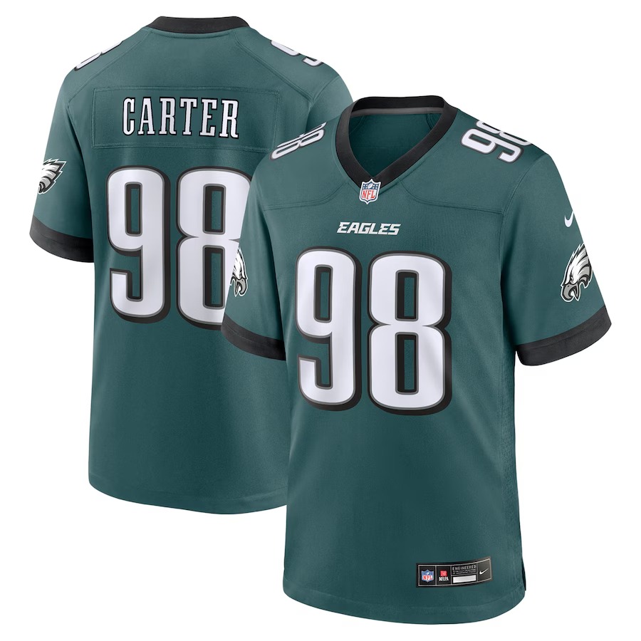 Men's Philadelphia Eagles Jalen Carter Nike Midnight Green Team Game Jersey