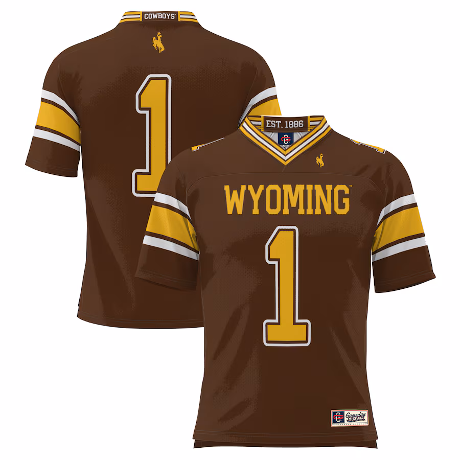 #1 Wyoming Cowboys GameDay Greats Youth Football Jersey �?Brown