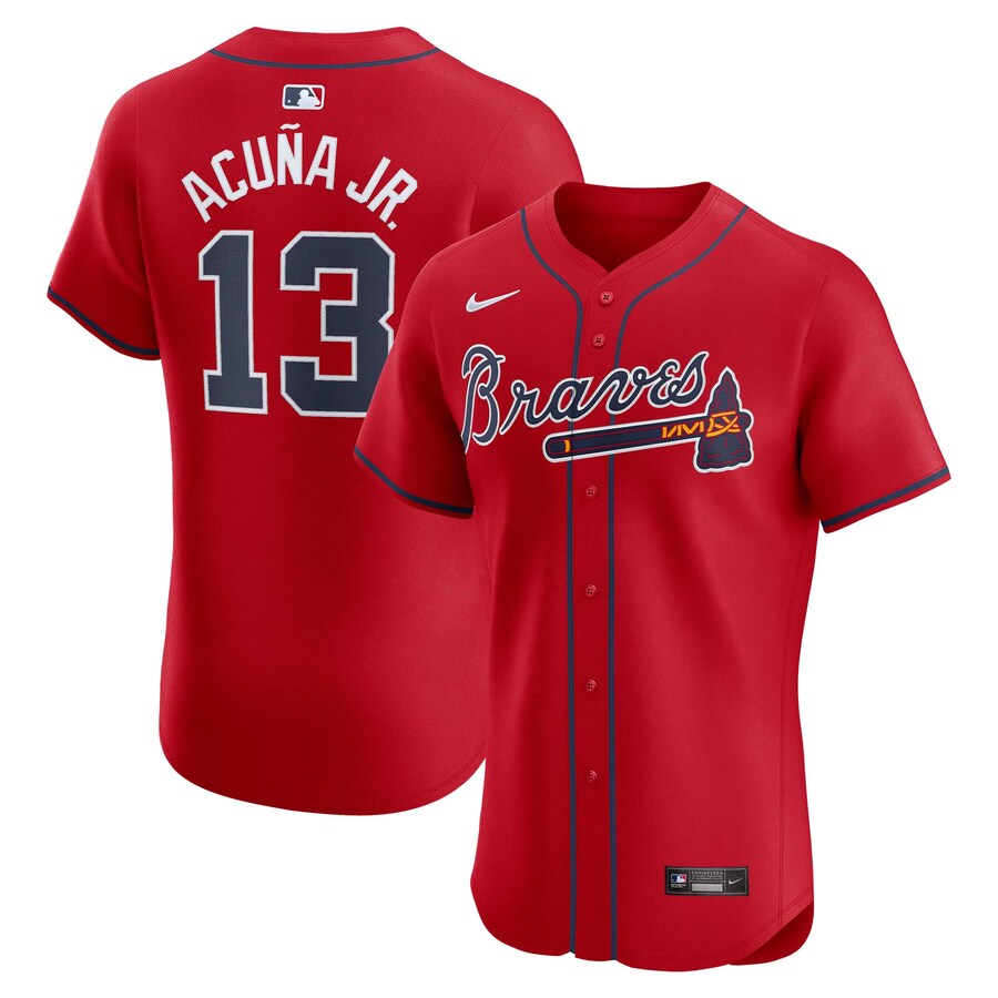 Men's Atlanta Braves Ronald Acuña Jr. Nike Red Alternate Elite Player Jersey