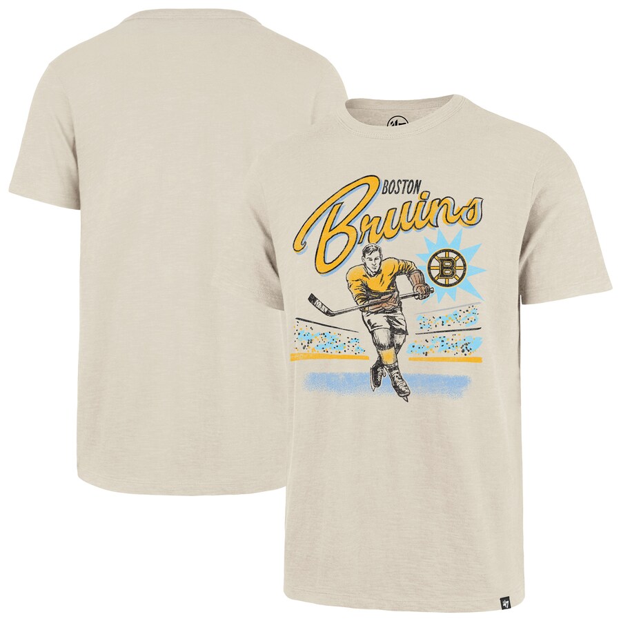 Men's Boston Bruins '47 Natural Hockey Player Golden Age Scrum T-Shirt