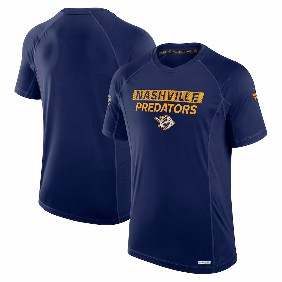 Men's Nashville Predators Fanatics Navy Authentic Pro Rink Tech T-Shirt