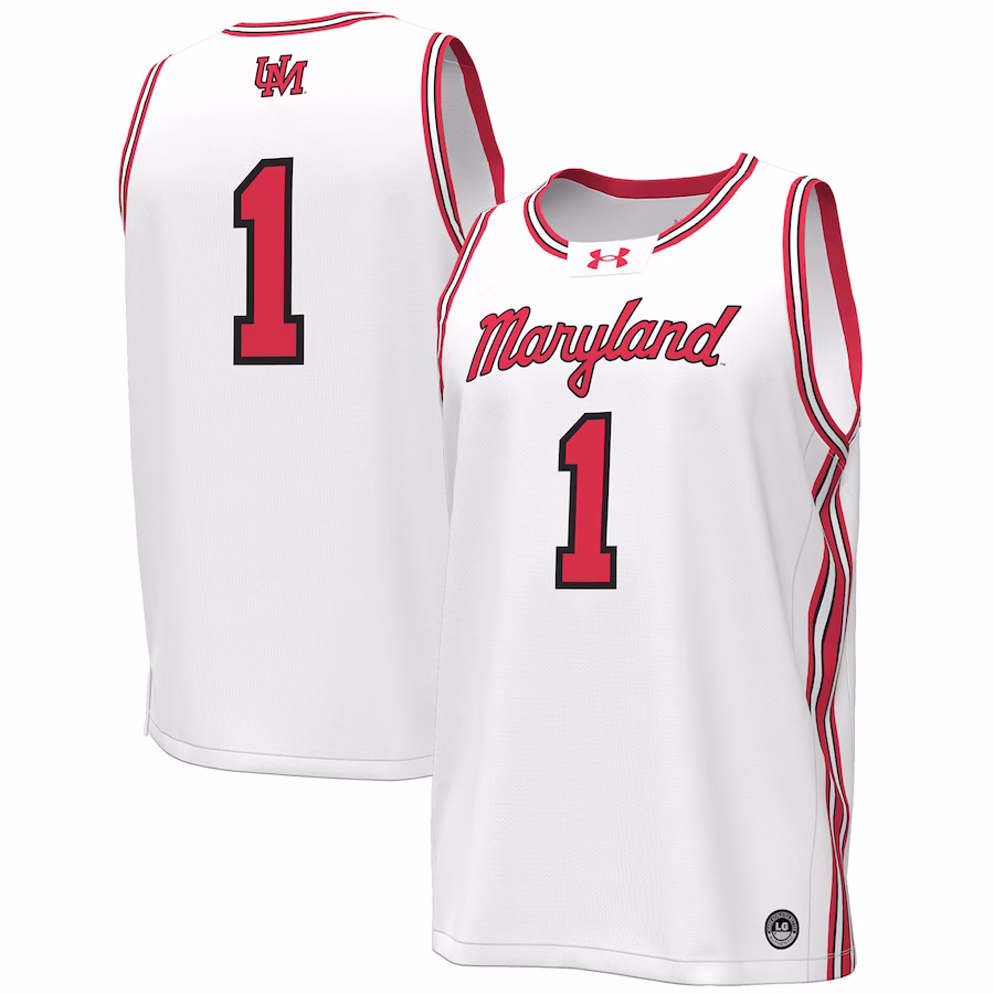 #1 Maryland Terrapins Under Armour Throwback Replica Basketball Jersey - White