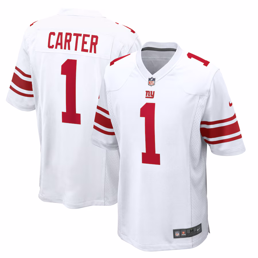Men's New York Giants Abdul Carter Nike White First Round Pick Game Jersey