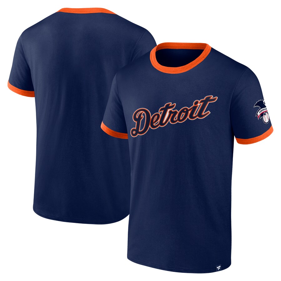 Men's Detroit Tigers Fanatics Navy Forced Out Ringer T-Shirt