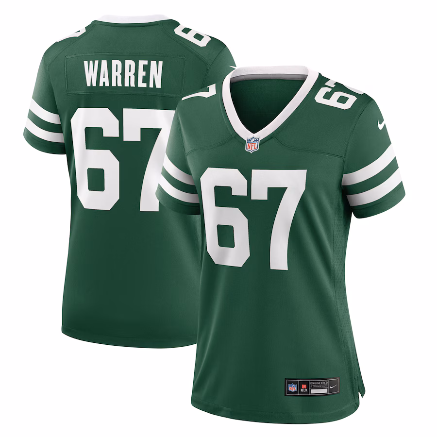 Women's New York Jets Carter Warren Nike Legacy Green Team Game Jersey