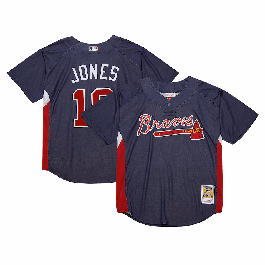 Men's Atlanta Braves Chipper Jones Mitchell & Ness Navy Cooperstown Collection 2007 Batting Practice Jersey