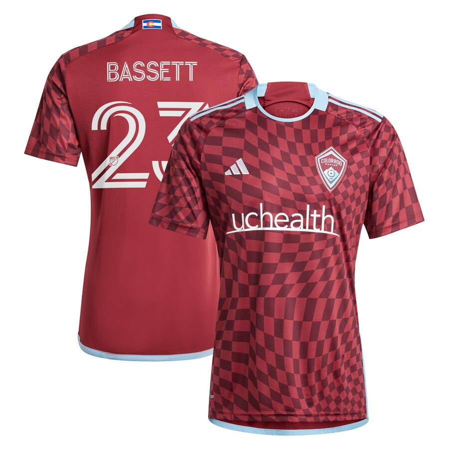 Men's Colorado Rapids Cole Bassett adidas Burgundy 2024 One Flag Kit Replica Player Jersey