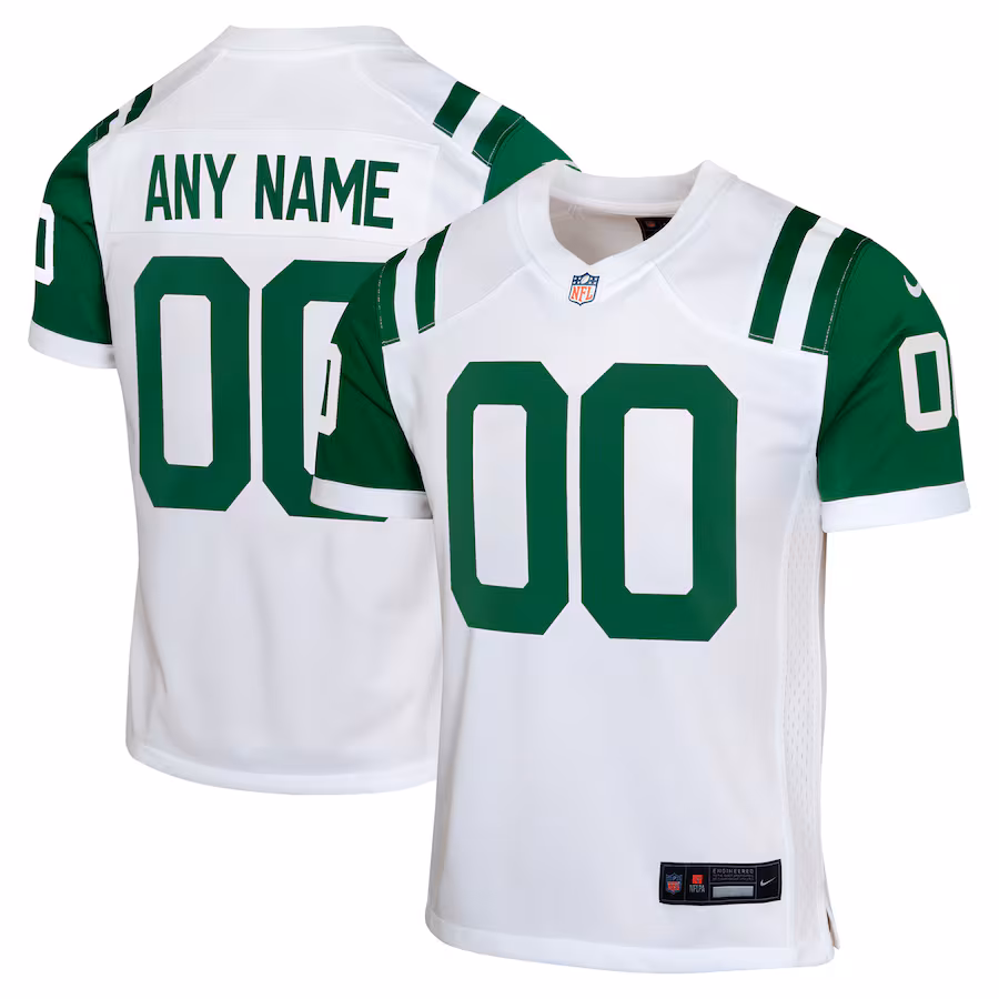 Youth New York Jets  Nike White Classic Alternate Custom Replica Jersey