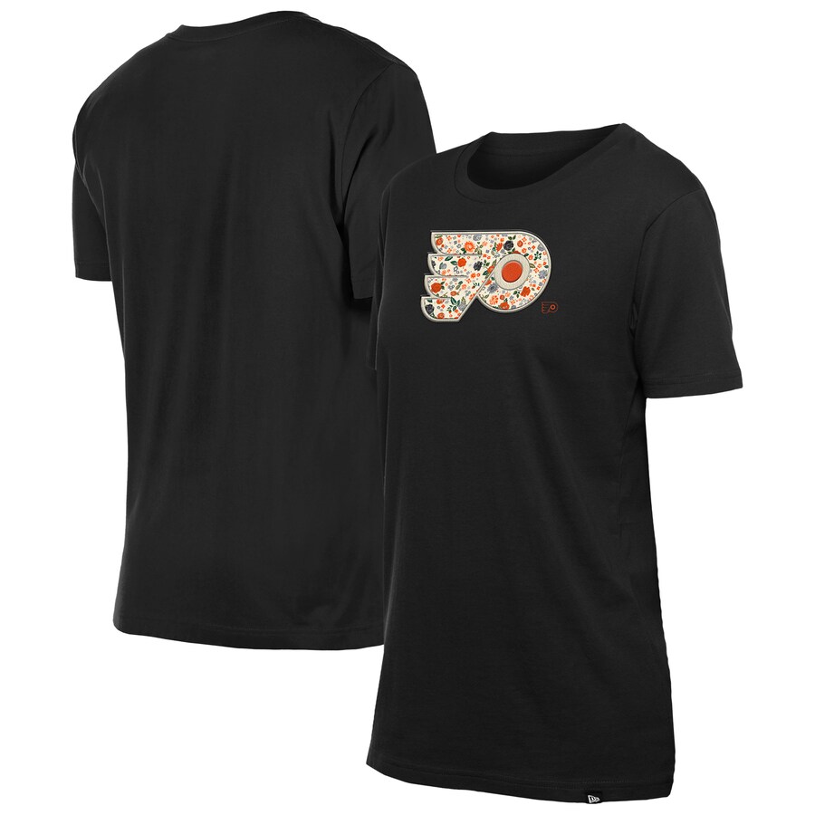 Women's Philadelphia Flyers New Era Black Glam Game Floral T-Shirt