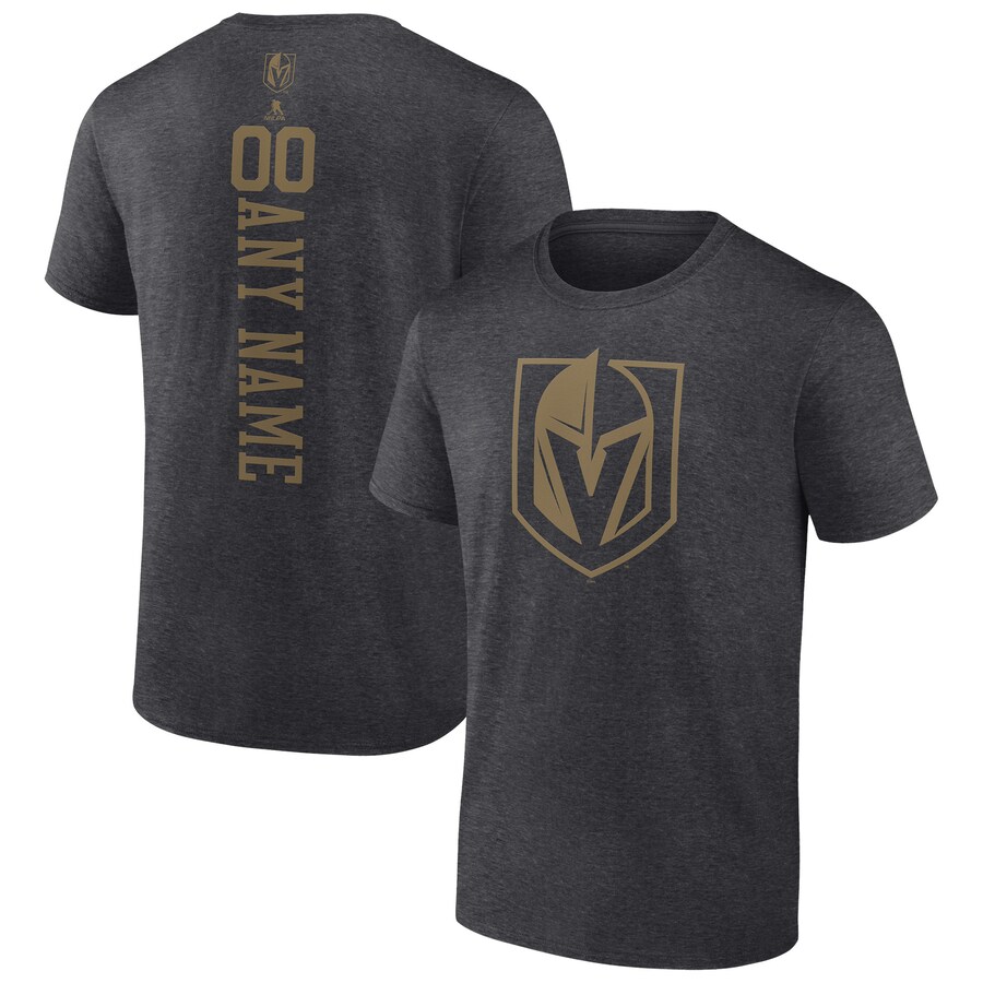 Men's Vegas Golden Knights Heathered Charcoal Personalized One Color T-Shirt