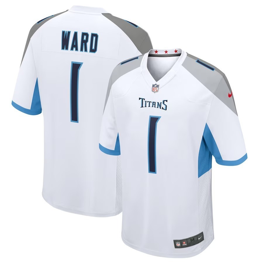 Men's Tennessee Titans Cameron Ward Nike White 2025 NFL Draft First Round Pick Game Jersey