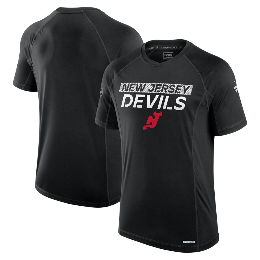 Men's New Jersey Devils Fanatics Black Authentic Pro Tech T-Shirt