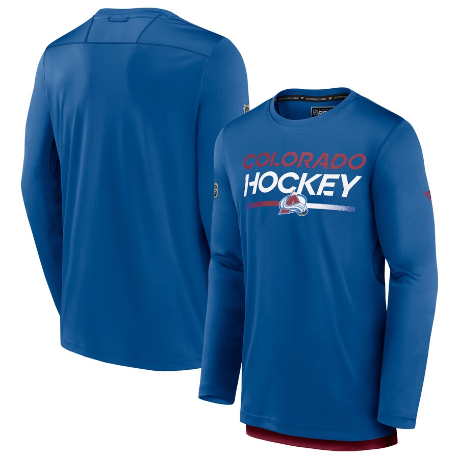 Men's Colorado Avalanche Fanatics Blue Authentic Pro Tech Long Sleeve T-Shirt