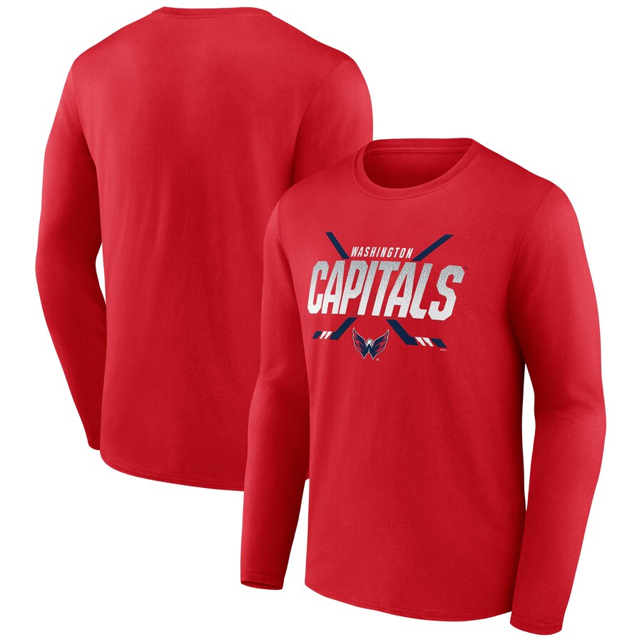 Men's Washington Capitals Fanatics Red Covert Long Sleeve T-Shirt