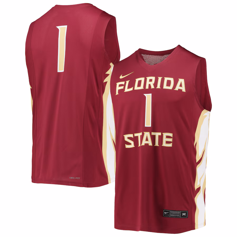 Men's Nike #1 Garnet Florida State Seminoles Team Replica Basketball Jersey