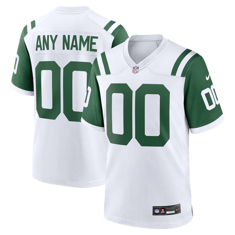 Men's New York Jets  Nike White Classic Alternate Custom Replica Jersey