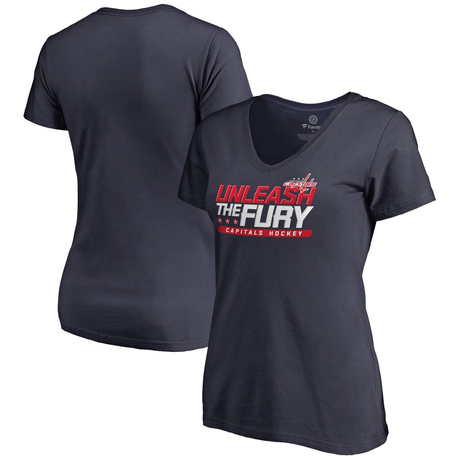 Women's Washington Capitals Navy Hometown Collection The Fury V-Neck T-Shirt