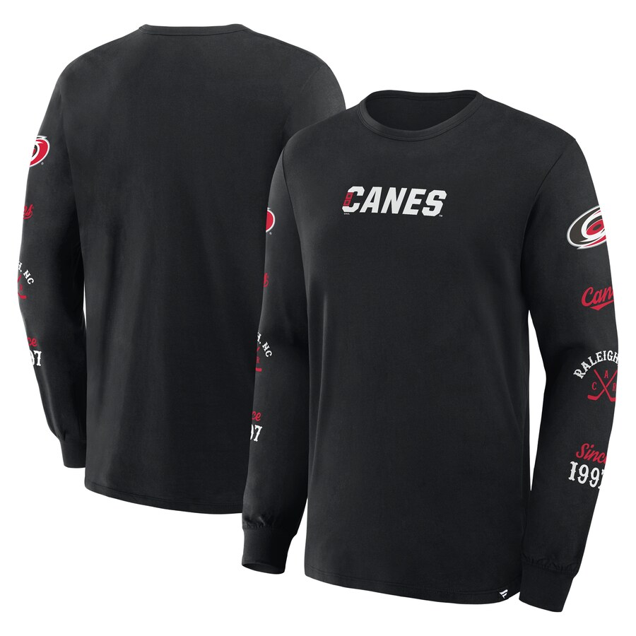 Men's Carolina Hurricanes Fanatics Black Boxed In Legacy Long Sleeve T-Shirt