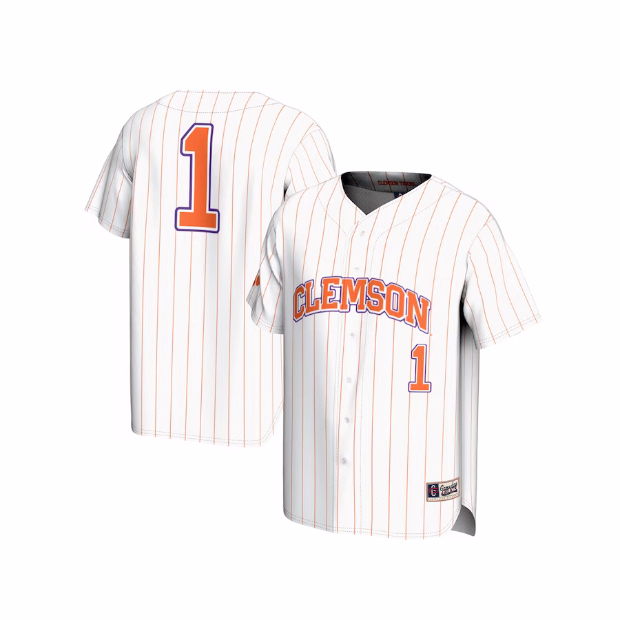 #1 Clemson Tigers GameDay Greats Unisex Lightweight Baseball Fashion Jersey - White