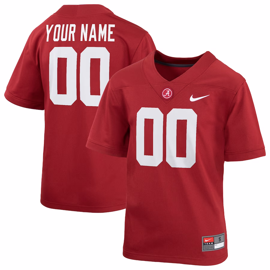 Alabama Crimson Tide Nike Youth  Custom Football Game Jersey �?Crimson