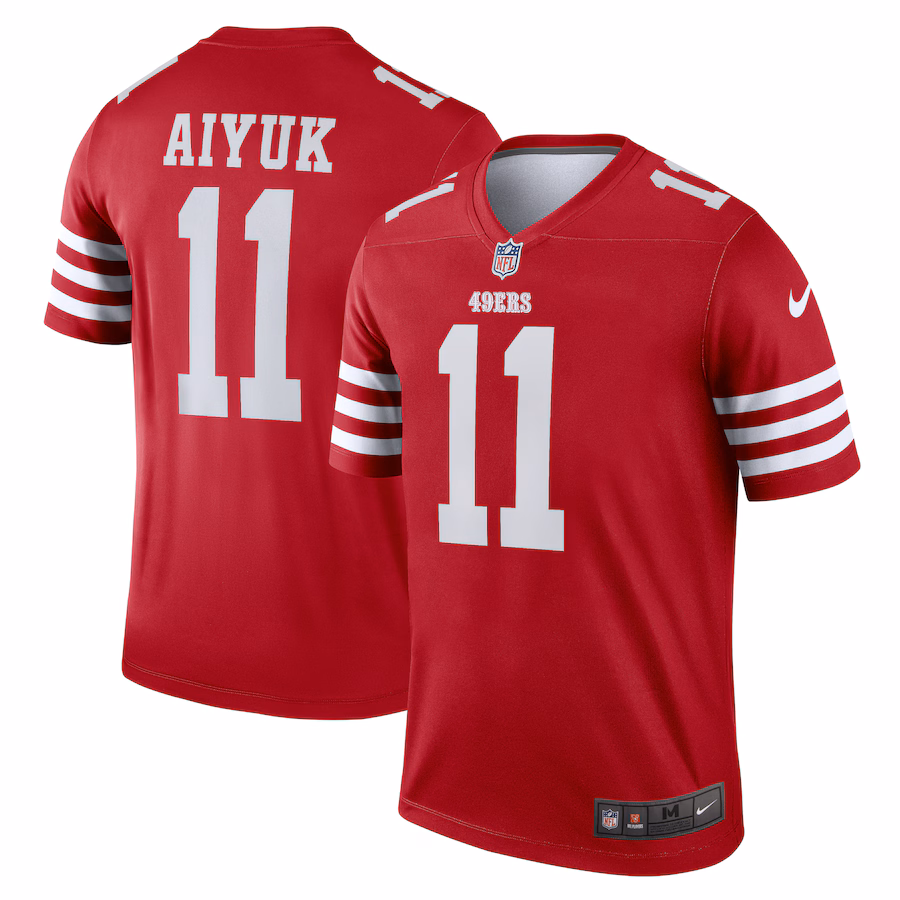 Men's San Francisco 49ers Brandon Aiyuk Nike Scarlet Team Legend Player Performance Top