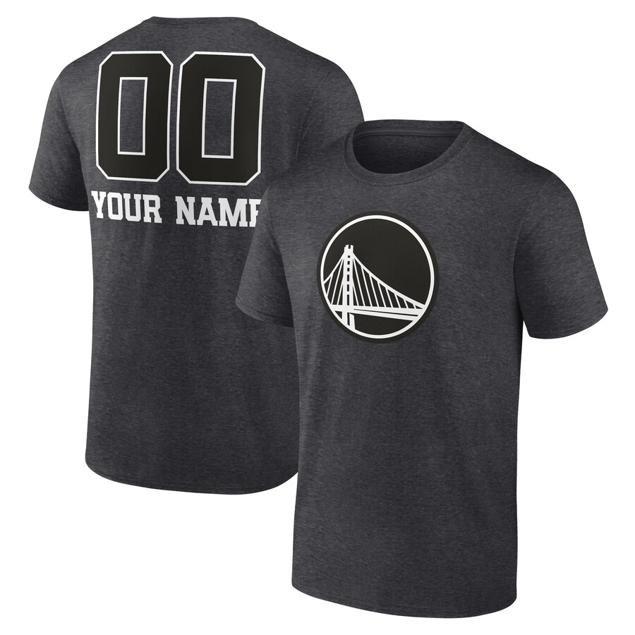 Men's Golden State Warriors Charcoal Personalized Name & Number Monochrome T-Shirt