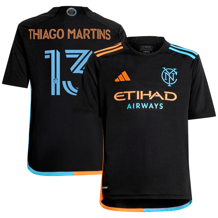 Youth New York City FC Thiago Martins adidas Black 2024 24/7 Kit Replica Player Jersey