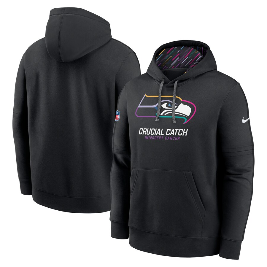Men's Seattle Seahawks Nike Black 2024 NFL Crucial Catch Club Pullover Hoodie