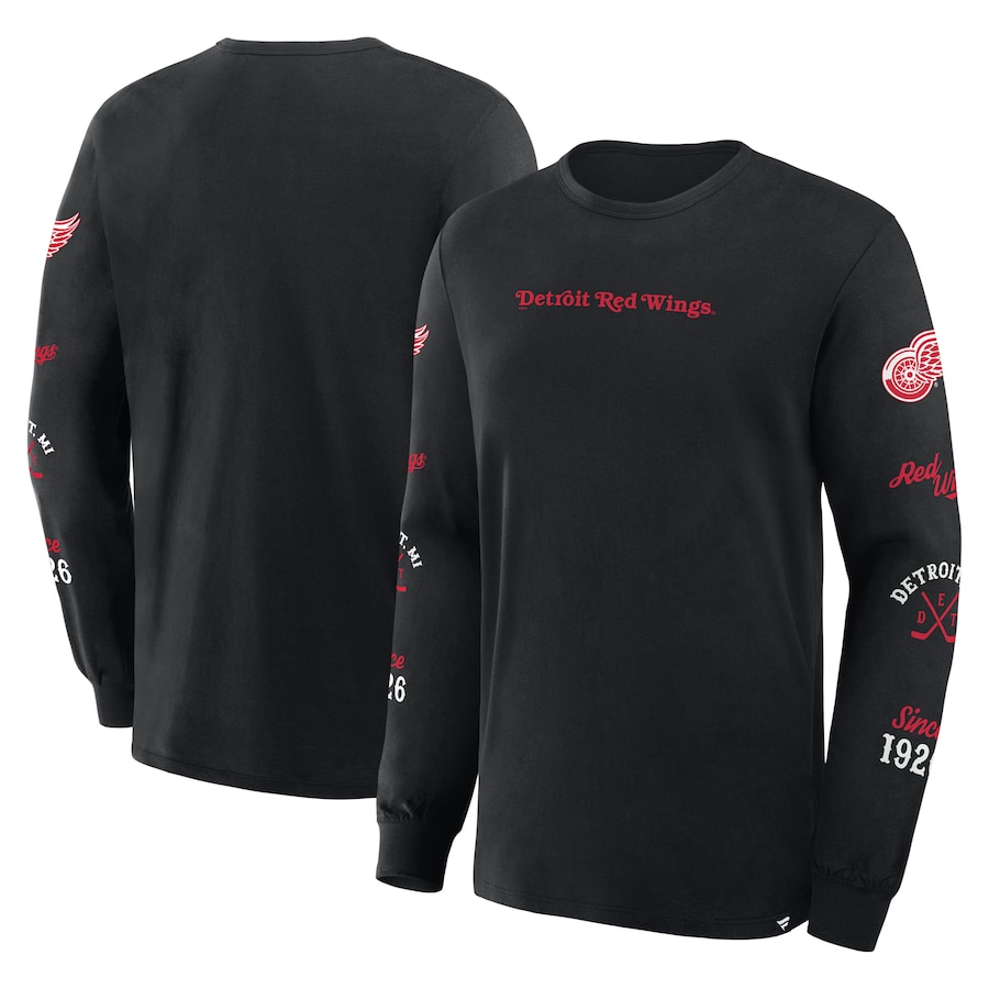 Men's Detroit Red Wings Fanatics Black Boxed In Legacy Long Sleeve T-Shirt