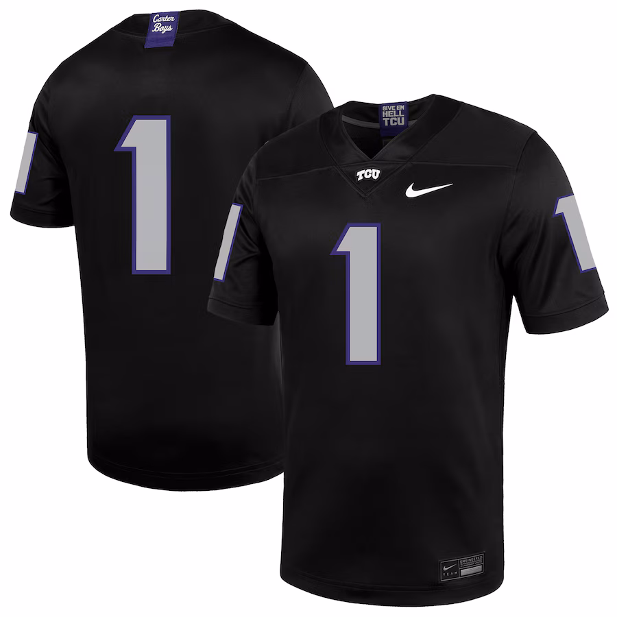 Men's Nike #1 Black TCU Horned Frogs Untouchable Football Jersey