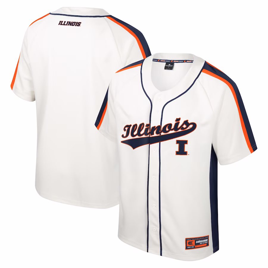 Illinois Fighting Illini Colosseum Ruth Button-Up Baseball Jersey - Cream