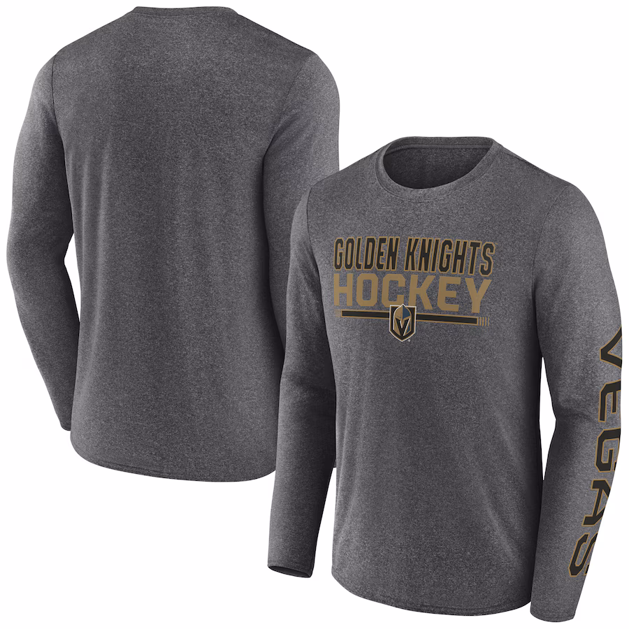 Men's Vegas Golden Knights Fanatics Heather Charcoal Sweep Iconic Synthetic Long Sleeve T-Shirt