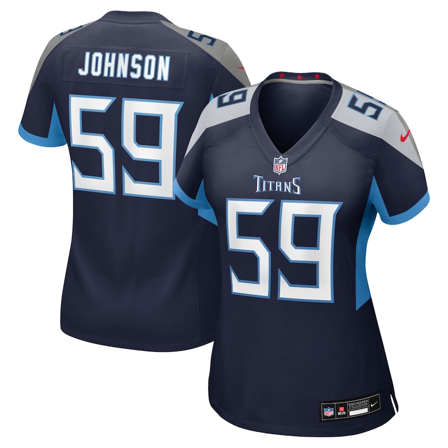 Women's Tennessee Titans Kyron Johnson Nike Navy Team Game Jersey